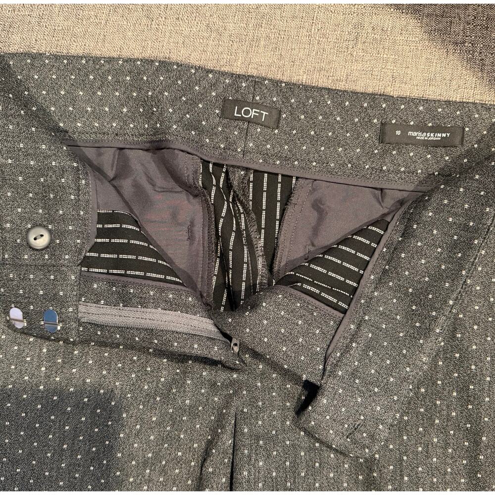 LOFT Marisa Skinny Pants Size 10 | Gray Polka Dot Ankle Trousers | Workwear - Picture 3 of 4